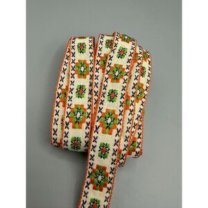 Vintage Orange Green Blue Jacquard Trim MOD 1970s